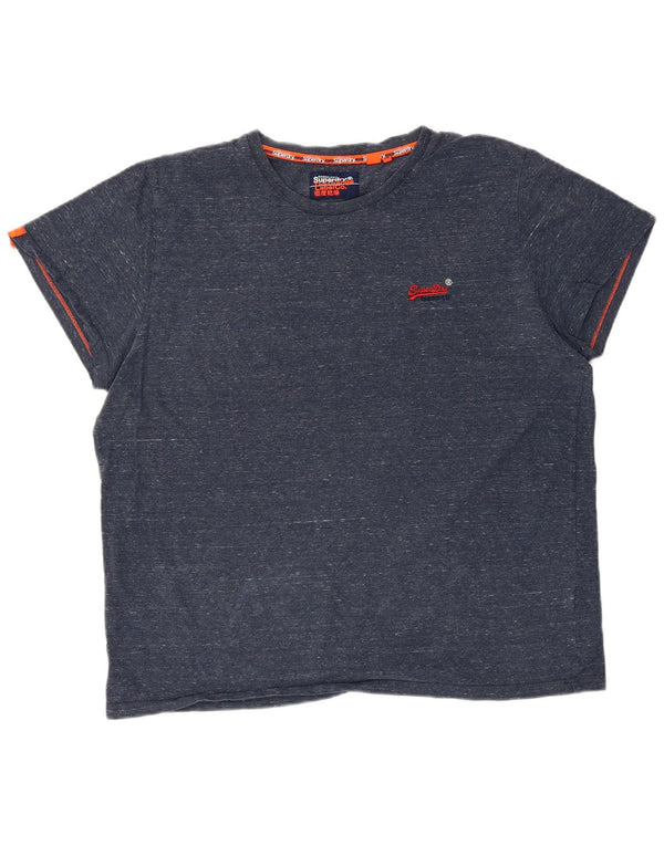 Superdry Regular Fit T-Shirt Top 2XL Marineblå Flecked Bomuld