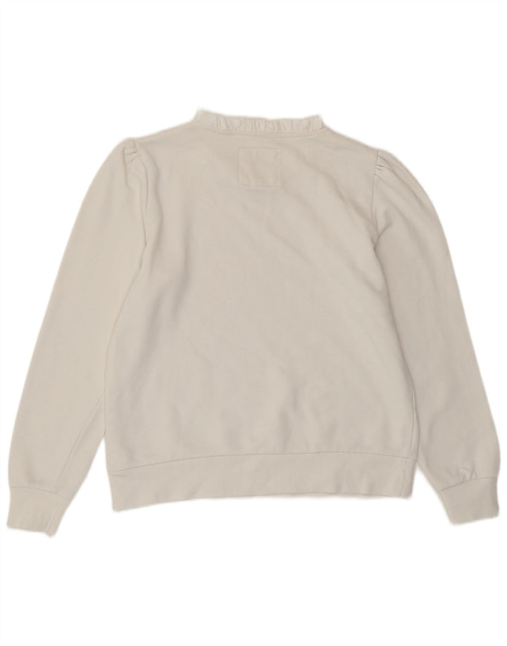 CREW TØJ Dame Sweatshirt Jumper UK 12 Medium Hvid Bomuld