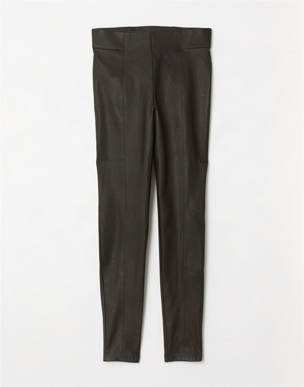 Marks & Spencer Dame imiteret læder Leggings UK 12 Medium Khaki Polyester