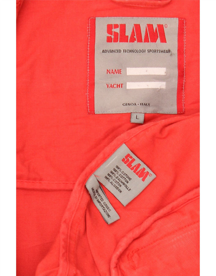 Slam Herre Bomber Jacket UK 40 Stor Rød Bomuld