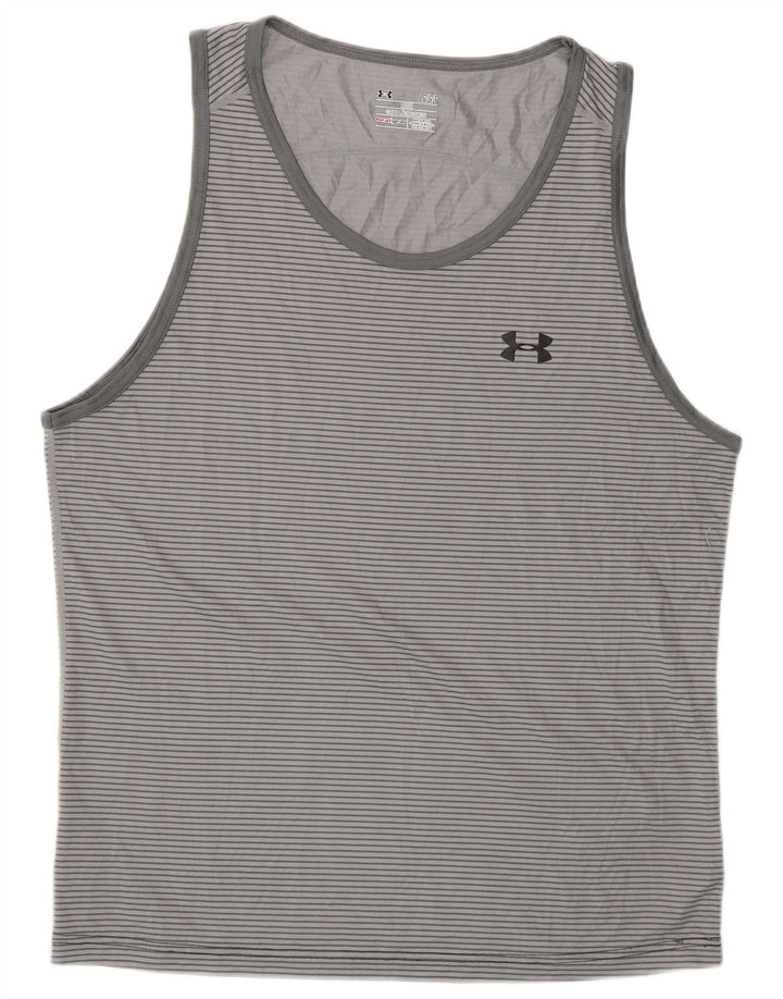 Under Armour Herre Heat Gear Vest Top Large Grey Pinstripe Polyester