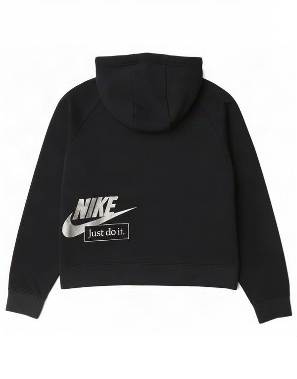 Nike Dame Oversized Crop Grafisk Hættetrøje Sweater med lynlås UK 6 XS Grå Bomuld
