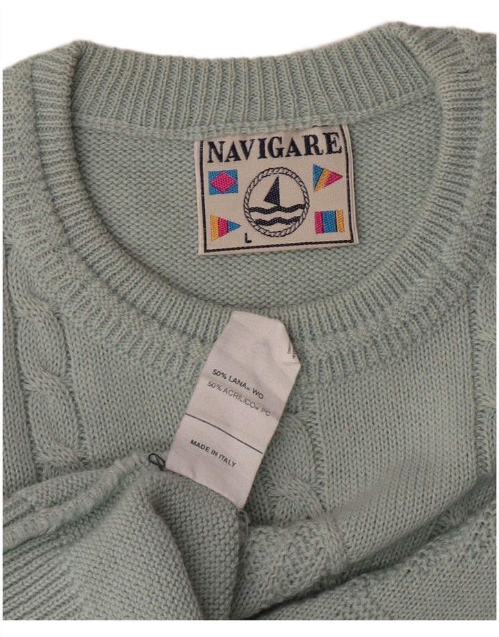 NAVIGARE Herre sweater med rund hals, stor grøn Argyle/Diamond Classic