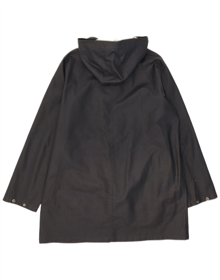 Fat Face Dame Hætte Regnfrakke UK 14 Large Navy Blue Polyester
