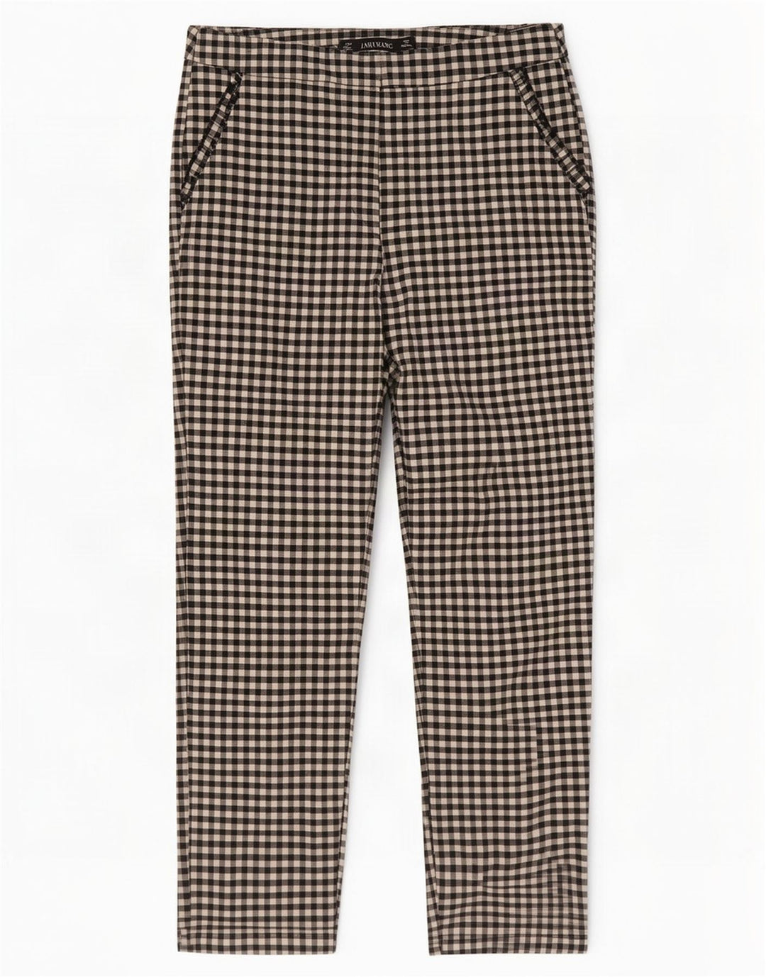 Zara Dame Slim Cropped Bukser Medium W28 L26 Sort Gingham Bomuld