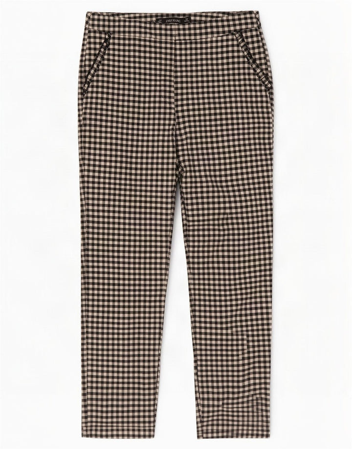 Zara Dame Slim Cropped Bukser Medium W28 L26 Sort Gingham Bomuld
