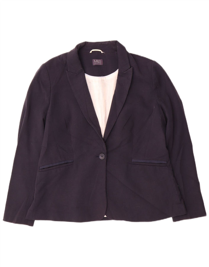 Marks & Spencer Dame 1 Knap Blazer Jacket UK 16 Large Navy Blue