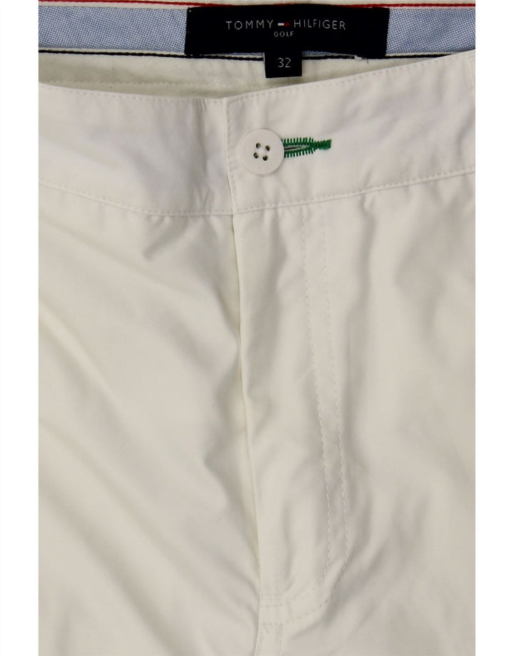 TOMMY HILFIGER Womens Straight Casual Trousers W32 L30 White Polyester Vintage Tommy Hilfiger and Second-Hand Tommy Hilfiger from Messina Hembry 