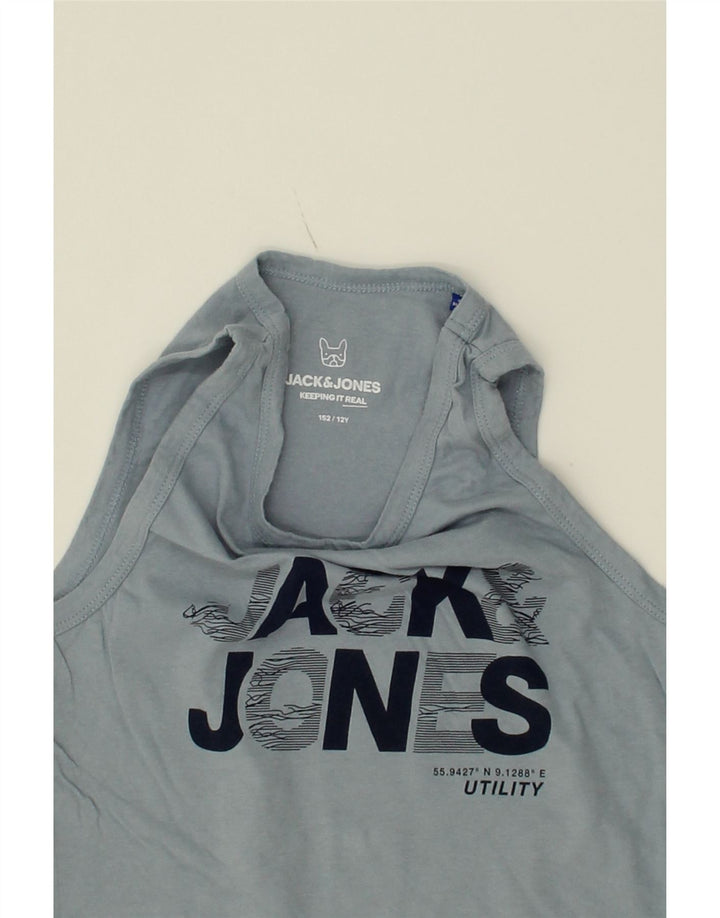 JACK & JONES Boys Utility Graphic Vest Top 11-12 Years Grey Cotton Vintage Jack & Jones and Second-Hand Jack & Jones from Messina Hembry 