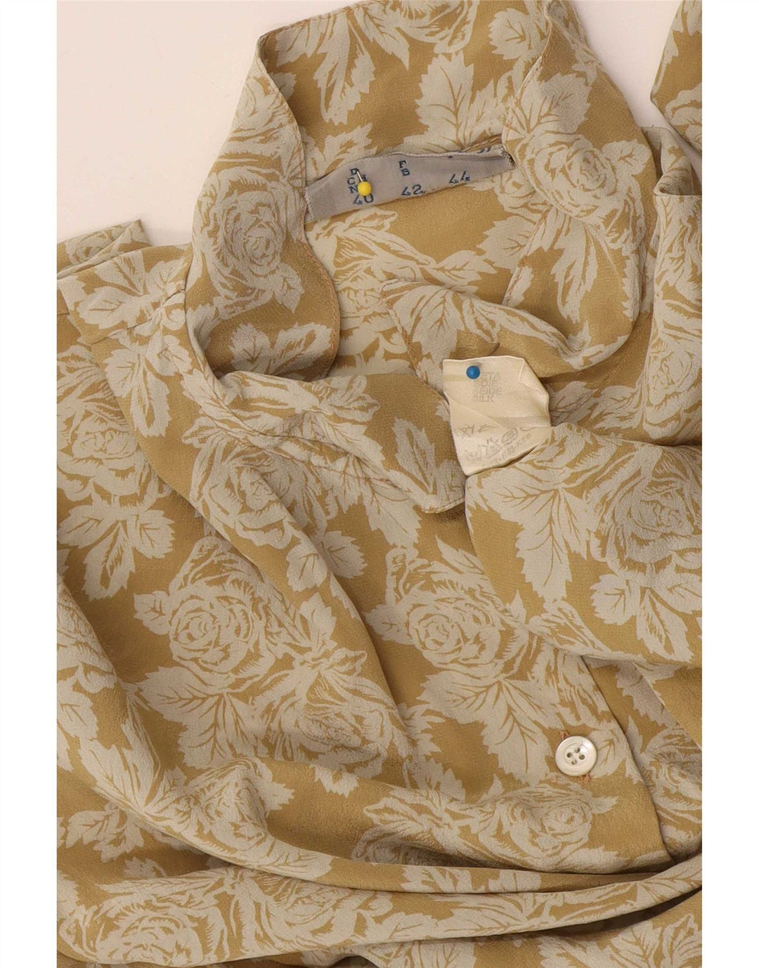 i Blues Dameskjorte Bluse IT 44 Medium Yellow Floral Silk