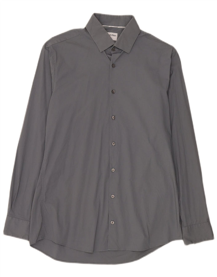 Calvin Klein Herre Slim Fit Skjorte Størrelse 39 Medium Grå