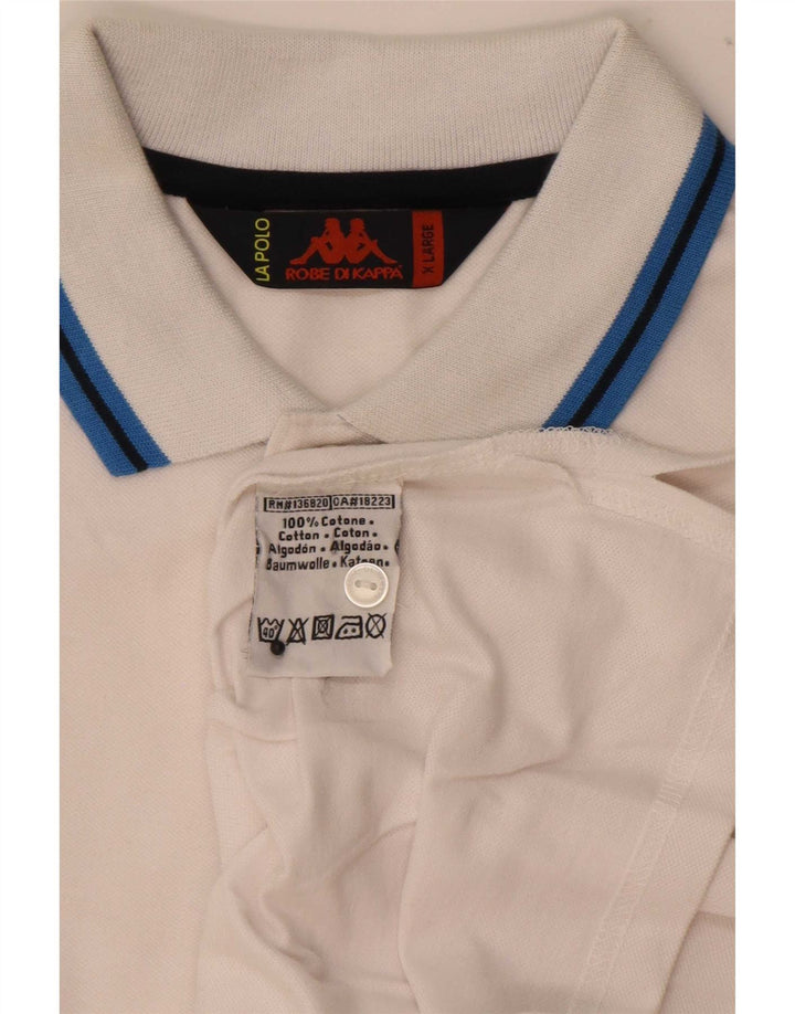 Kappa herre grafisk poloshirt XL hvid bomuld