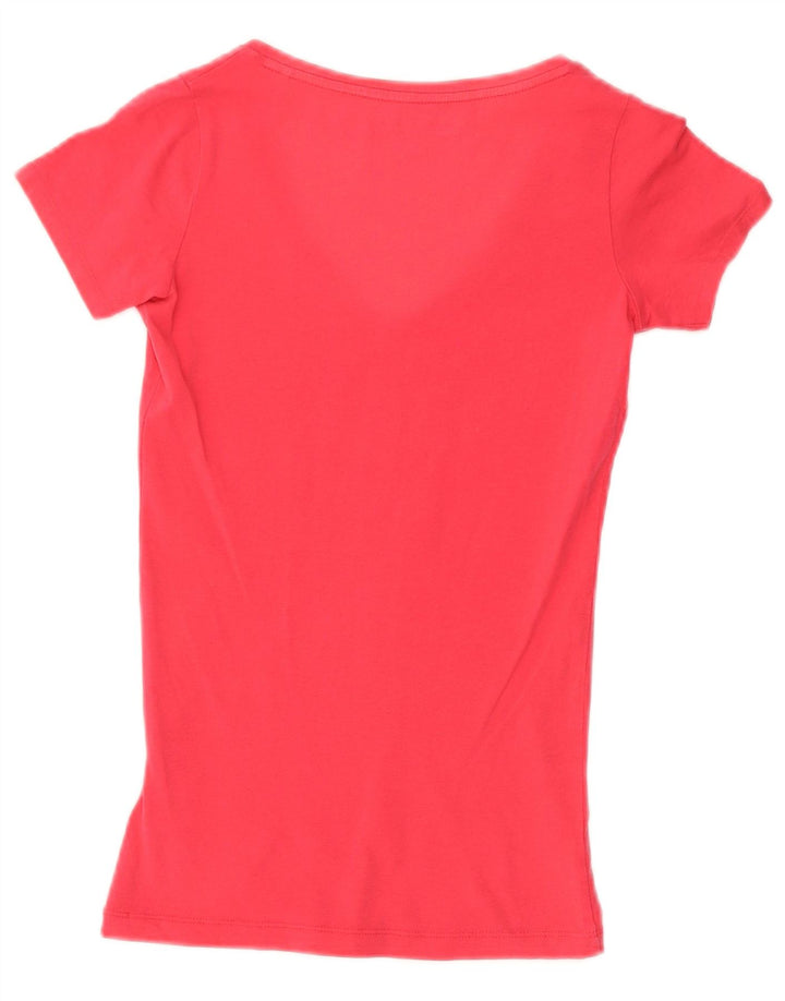 GUESS Grafisk T-shirt top til kvinder UK 4 XS Pink Bomuld