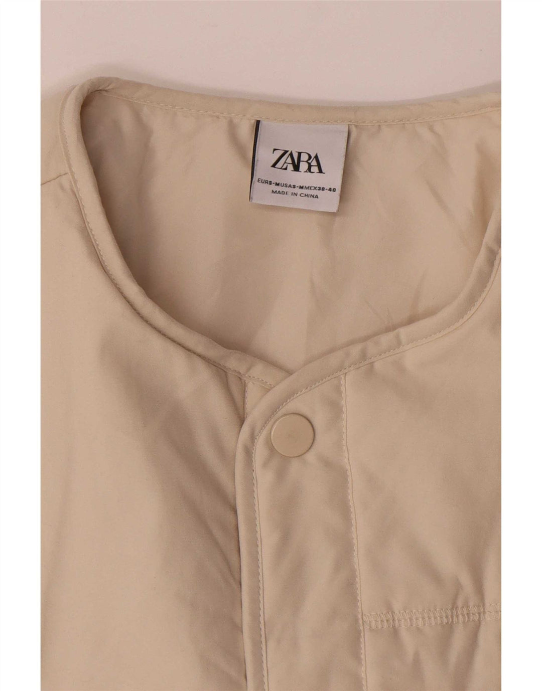 Zara Dame Oversized Fleecejakke UK 10 Small Beige Polyester