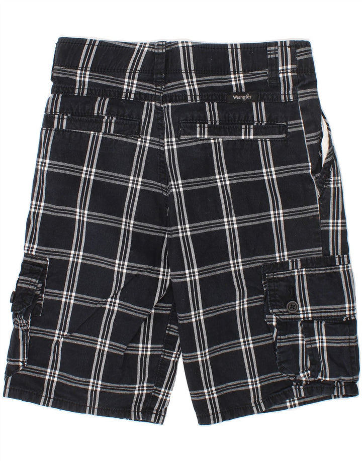 WRANGLER Boys Flex Cargo Shorts 9-10 Years W24  Navy Blue Check Cotton Vintage Wrangler and Second-Hand Wrangler from Messina Hembry 