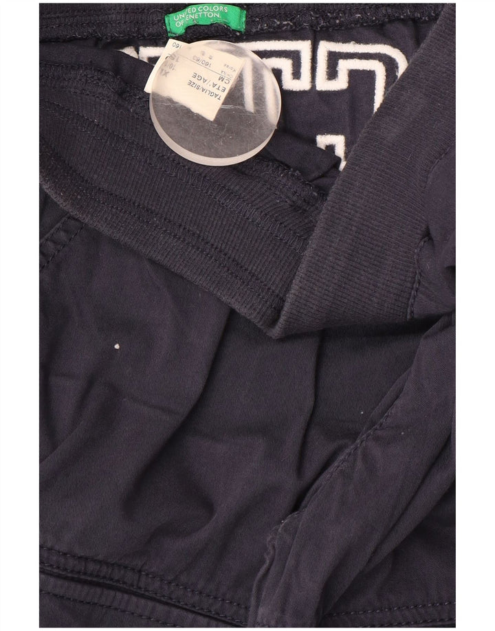 BENETTON drenge grafiske cargo bukser 10-11 år XL W28 L18 marineblå