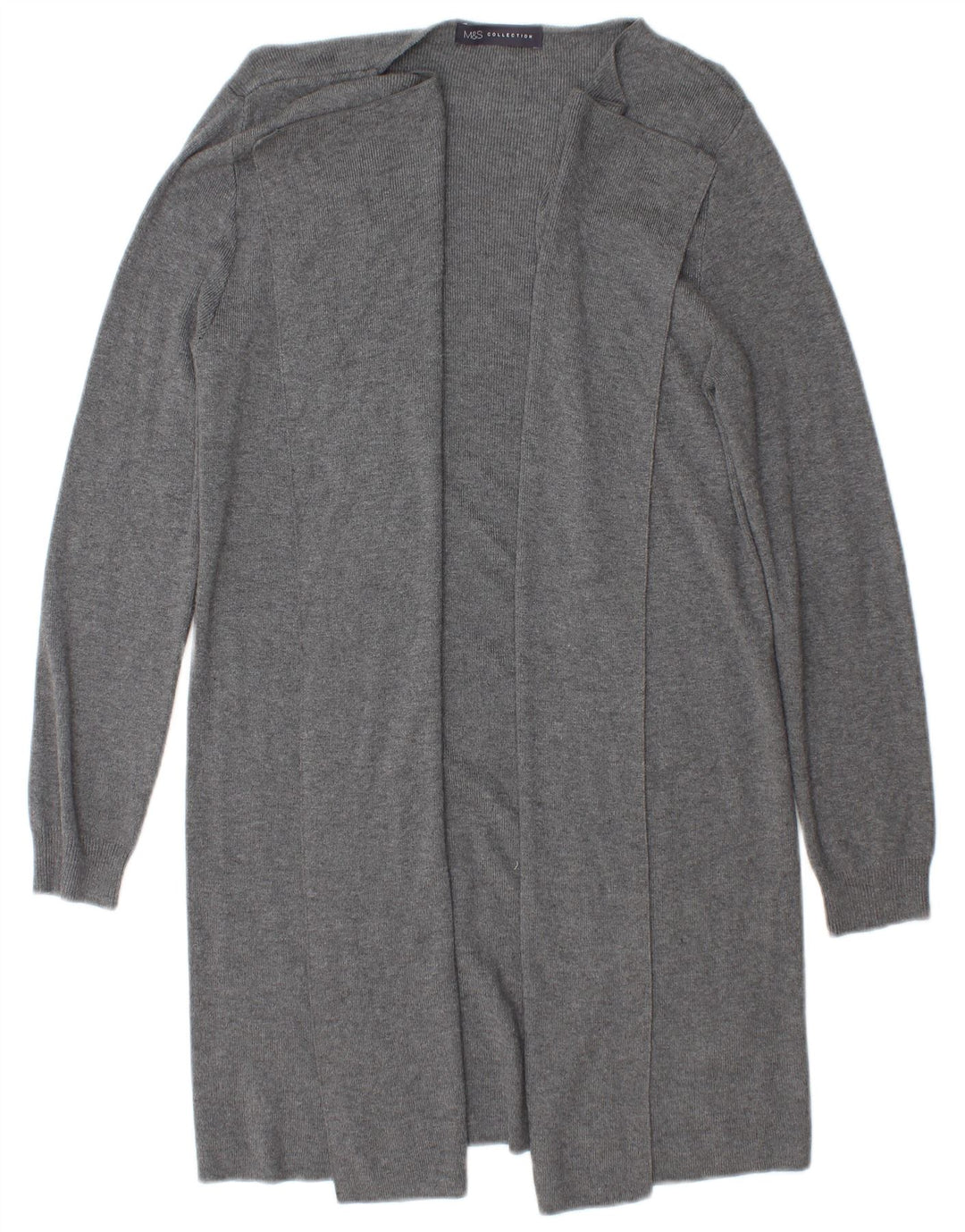 Marks & Spencer Dame Longline Åben Cardigan Sweater UK 10 Small Grey