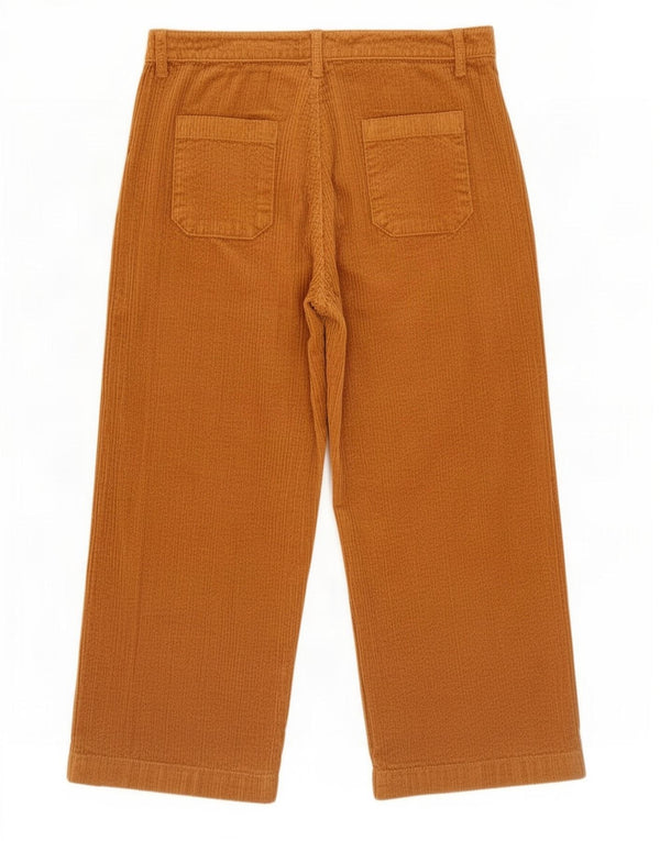 Fat Face Dame Crop Wide Leg Corduroy Bukser UK 16 Large W34 L23 Brun