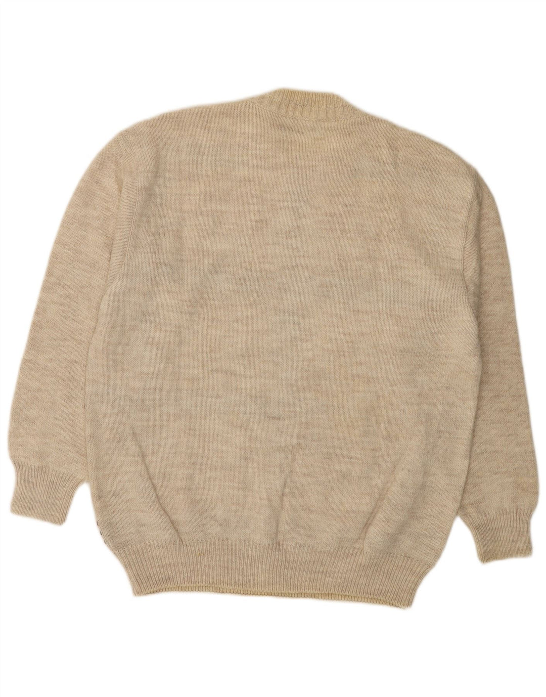 MALAGRIDA Herre sweater med rund hals, stor beige Fair Isle