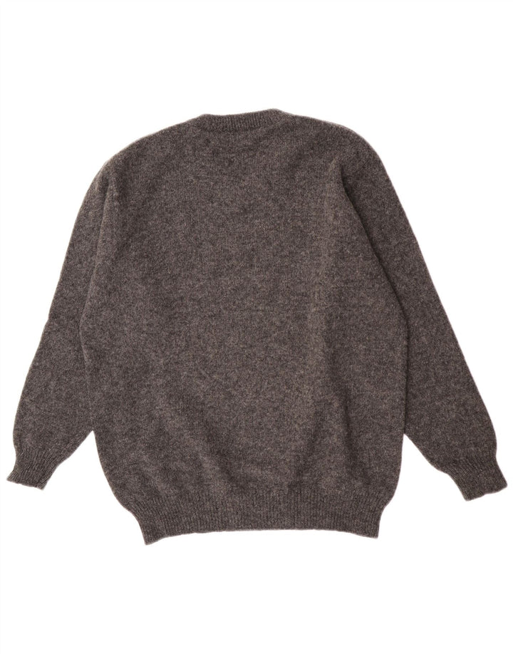 Vintage Herre V-hals sweater IT 54 XL Grå Uld