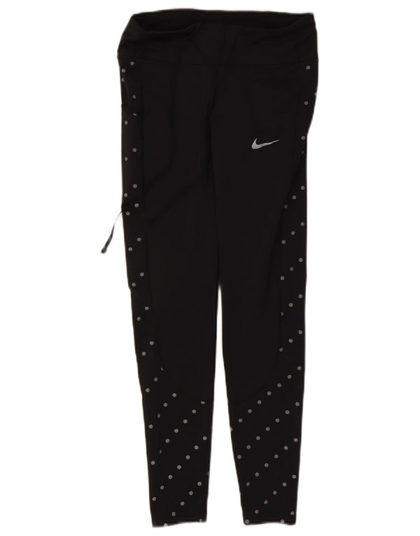 Nike Dame Leggings UK 8 Small Black Spotted Polyester