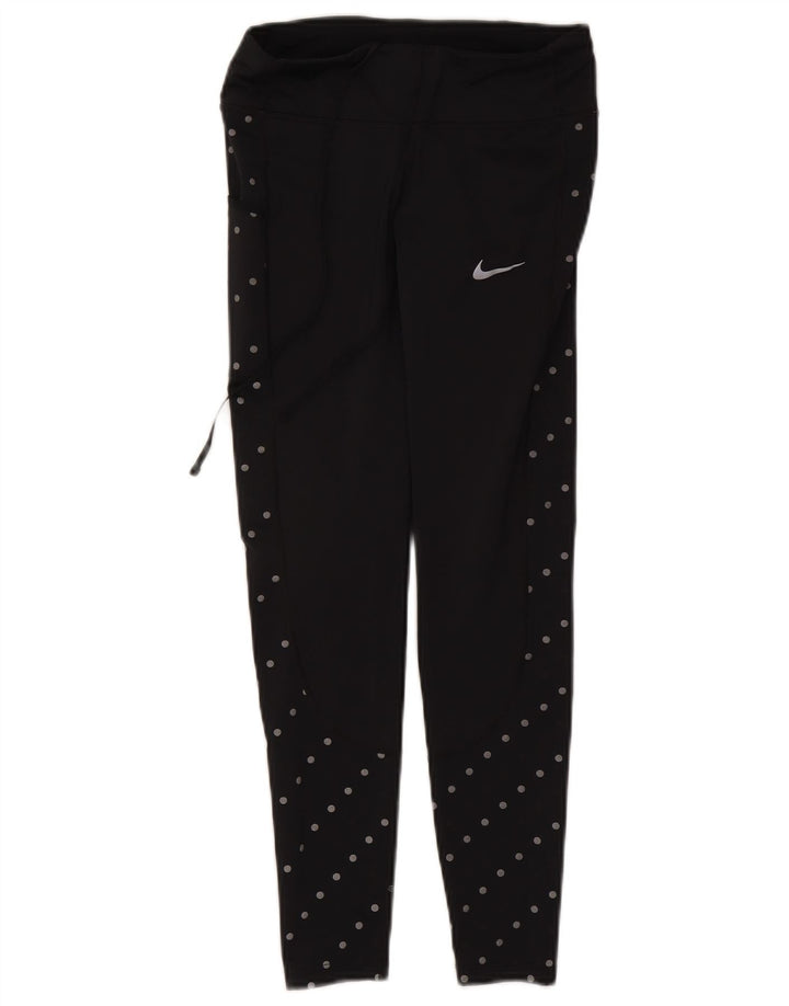 Nike Dame Leggings UK 8 Small Black Spotted Polyester