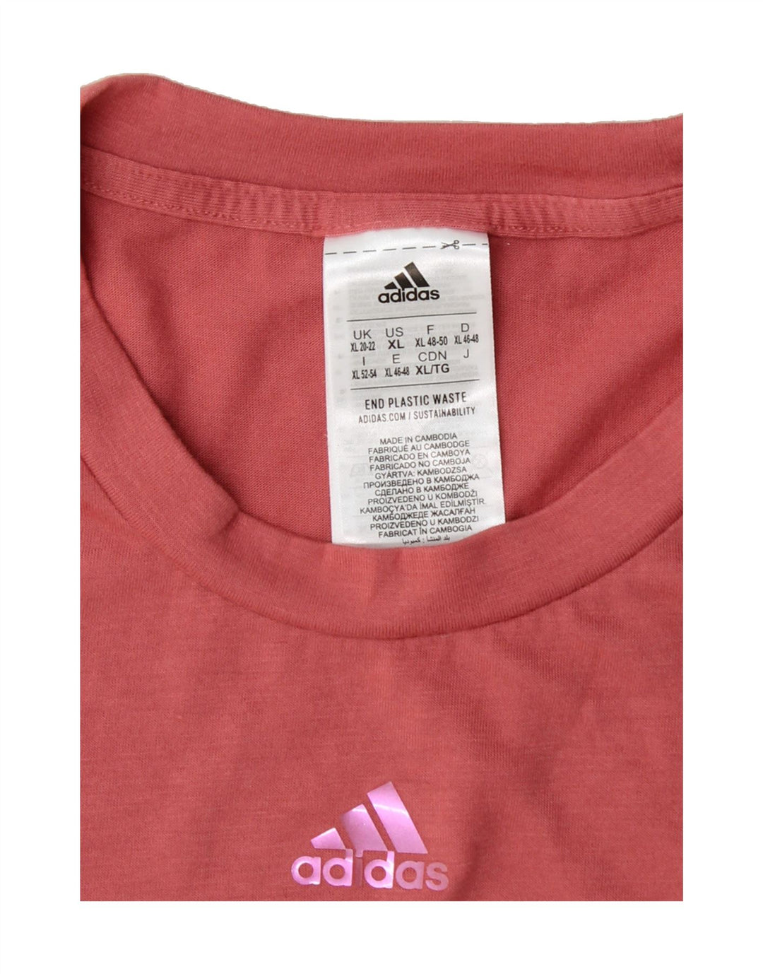 ADIDAS Womens Graphic T-Shirt Top UK 20/22 2XL Red Polyester Vintage Adidas and Second-Hand Adidas from Messina Hembry 