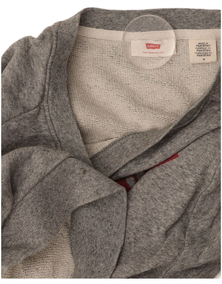 LEVI'S Grafisk Sweatshirt Jumper til kvinder UK 14 Medium Grey Flecked