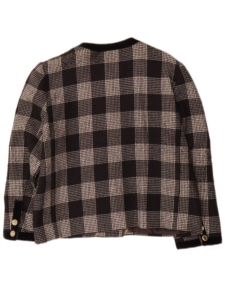 Vintage dame 5-knaps blazerjakke UK 14 Medium Black Houndstooth