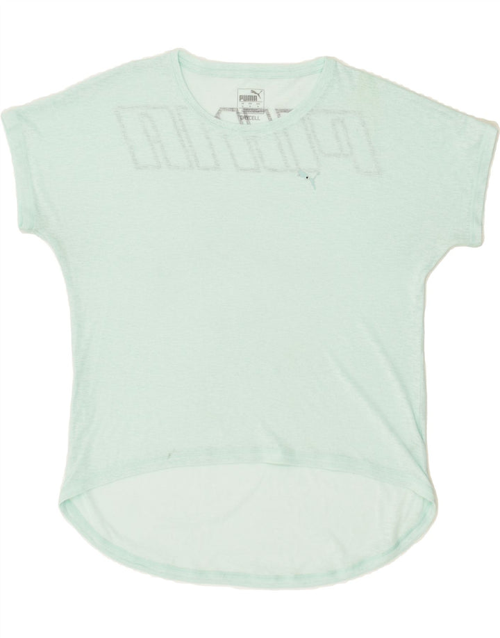 PUMA Womens See Through Graphic T-Shirt Top UK 14 Medium Green | Vintage Puma | Thrift | Second-Hand Puma | Used Clothing | Messina Hembry 