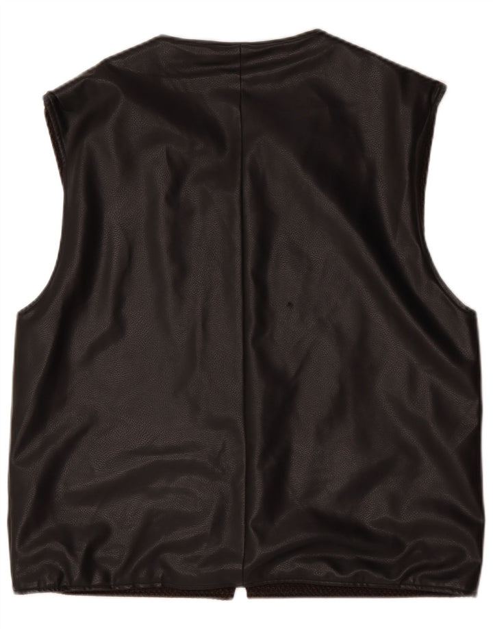 Vintage Herre Læder Gilet UK 38 Medium Black