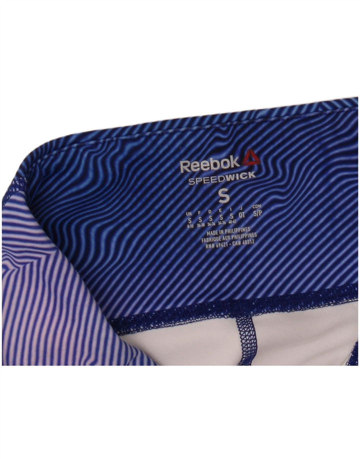 Reebok Dame Capri Leggings UK 8/10 Lille blå stribet