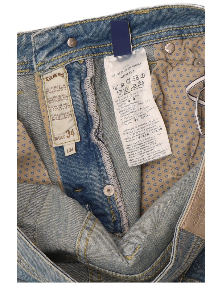 Gas Herre Slim Jeans W34 L34 Blå Bomuld