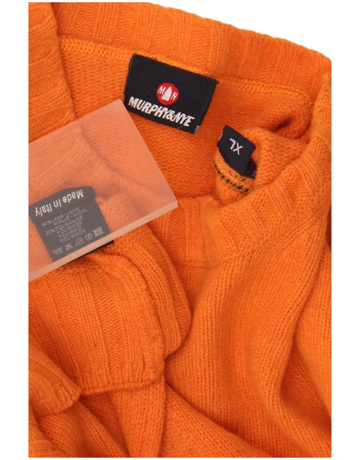 Murphy & Nye Herre sweater med rund hals XL Orange Uld