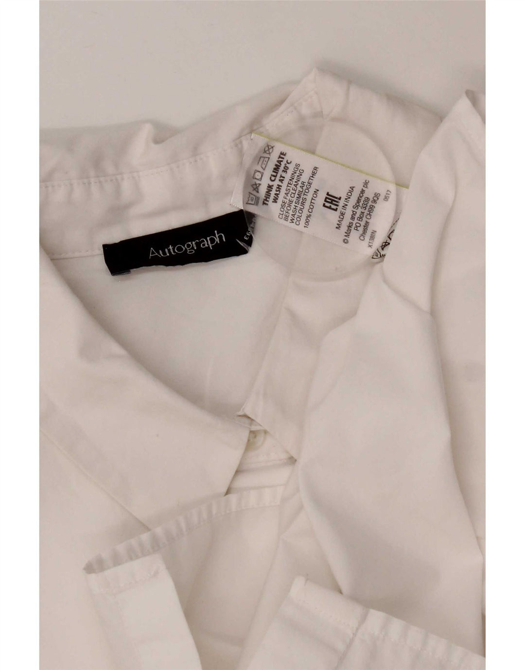 Marks & Spencer Womens Autograph Shirt Bluse UK 12 Medium White Bomuld