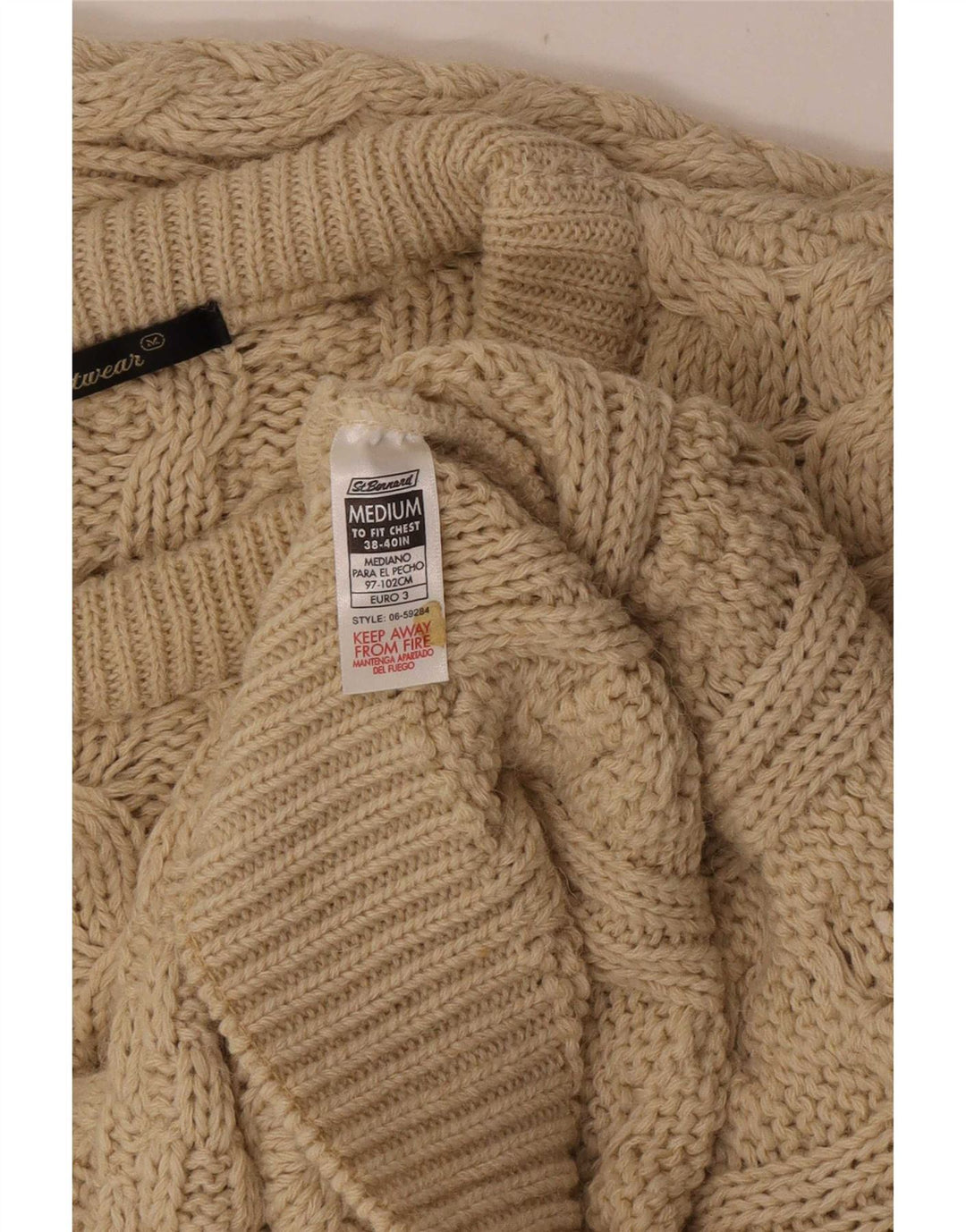 St. Bernard Herre Crew Neck Jumper Sweater Medium Beige Akryl