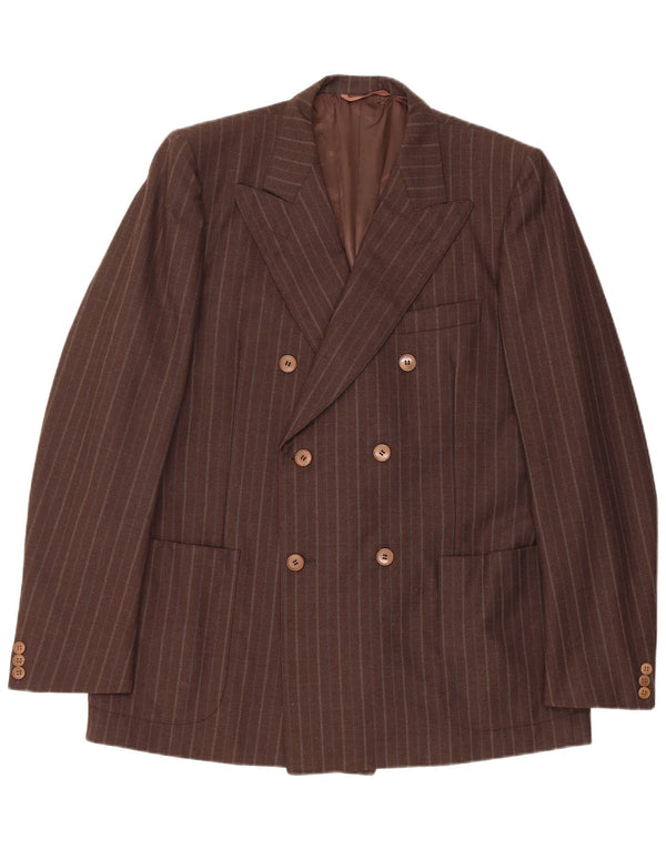 Vintage herre dobbeltradet blazerjakke IT 54 2XL brunstribet