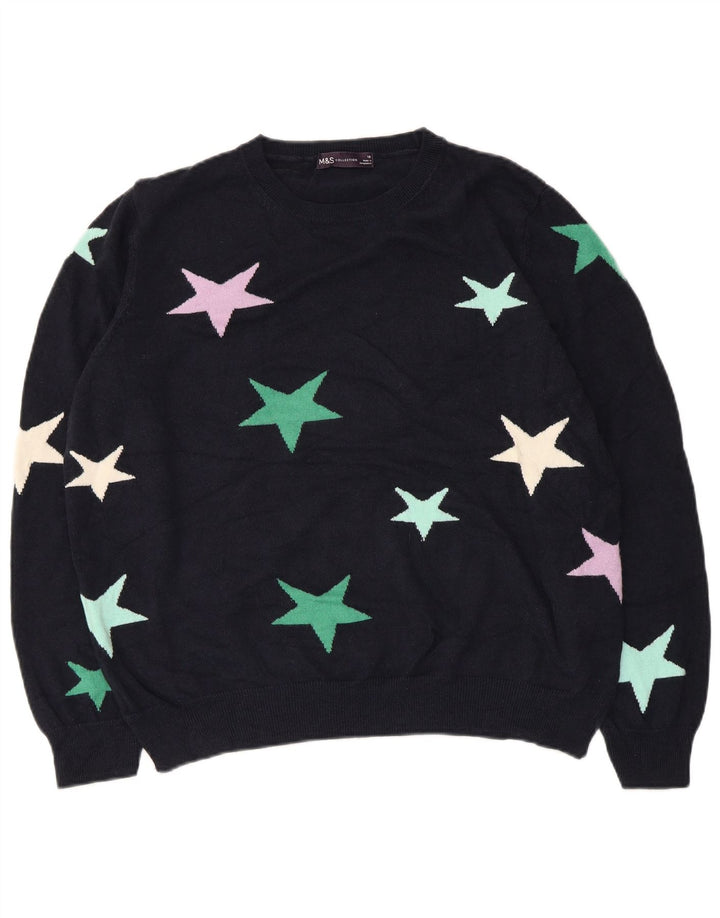 MARKS & SPENCER Dame Boat Neck Jumper Sweater UK 18 XL Navy Blue