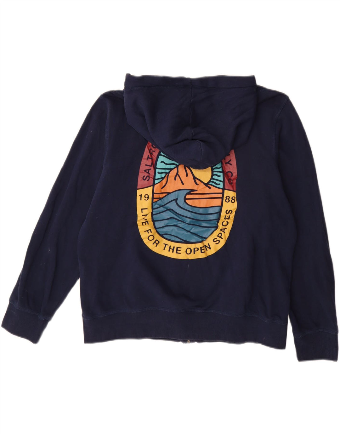 SALTROCK Dame Oversized grafisk hættetrøje Sweater med lynlås UK 16 Large Navy Blue