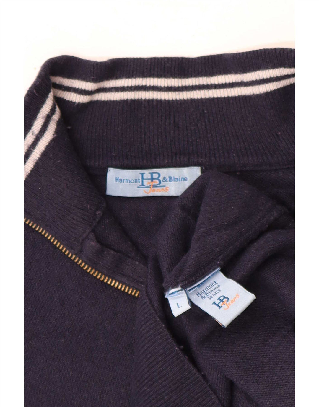 Harmont & Blaine Herre Zip Neck Jumper Sweater Large Navy Blue