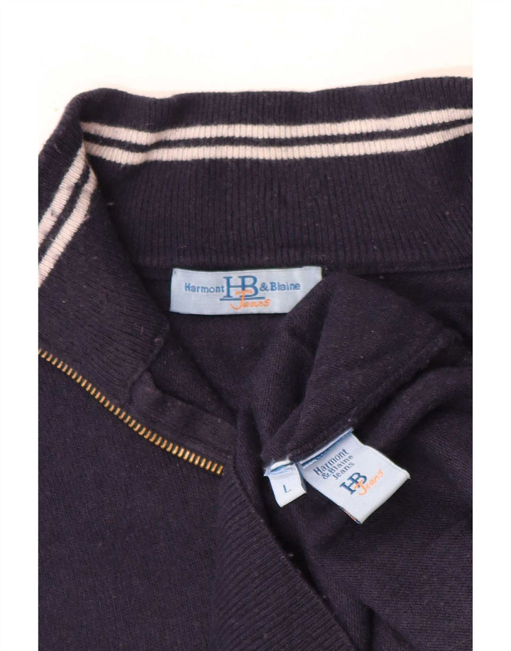 Harmont & Blaine Herre Zip Neck Jumper Sweater Large Navy Blue