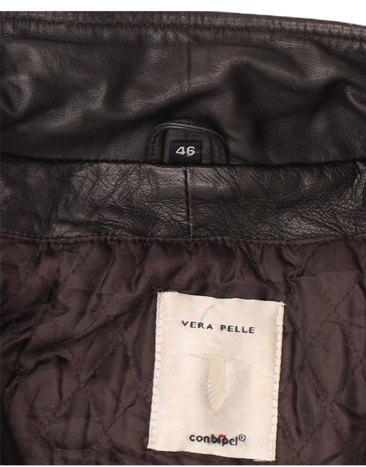 CONBIPEL Mens Hooded Leather Jacket IT 46 Small Black Leather