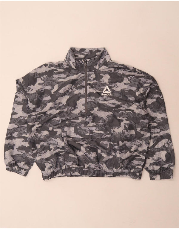 Reebok Womens Oversized Pullover Træningsdragt Top UK 16 Stor Grå Camouflage