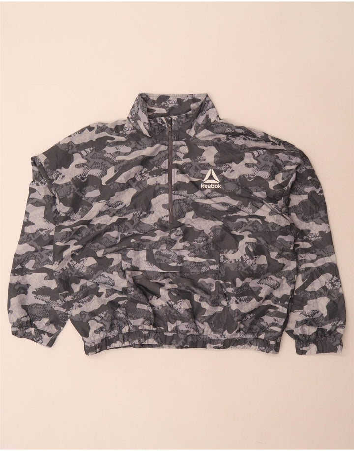 Reebok Womens Oversized Pullover Træningsdragt Top UK 16 Stor Grå Camouflage