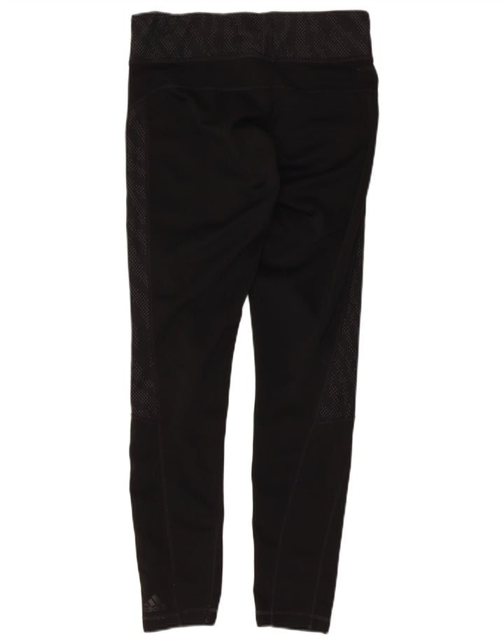 Adidas Womens Climalite Leggings UK 8/10 Small Black Spotted Polyester