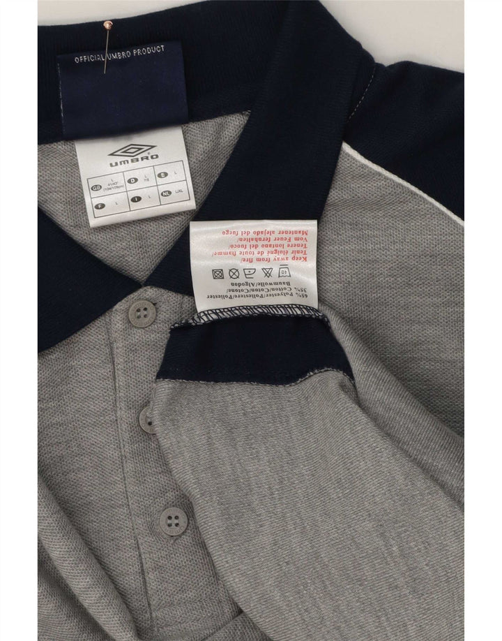 Umbro Herre Polo Shirt UK 41/43 Large Grey Colourblock Polyester
