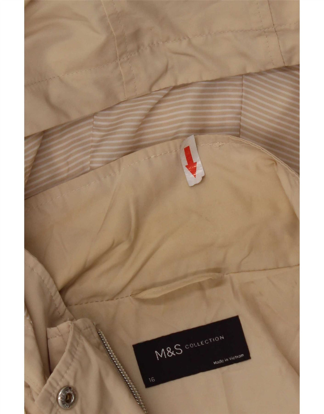 Marks & Spencer Regnjakke med hætte til kvinder UK 16 Stor Beige Polyester