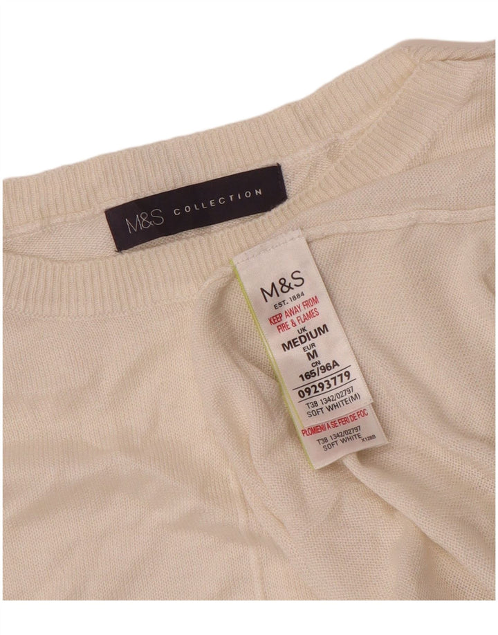 Marks & Spencer Dame Boat Neck Jumper Sweater UK 14 Medium Off White