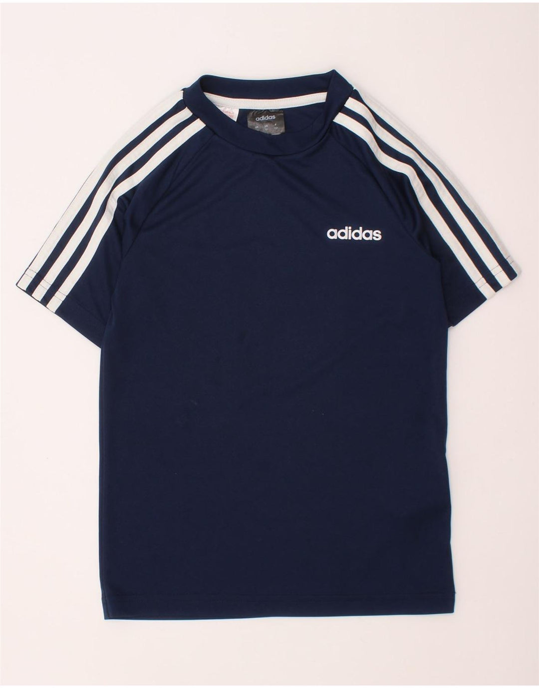 ADIDAS drenge Climalite T-shirt top 7-8 år marineblå polyester