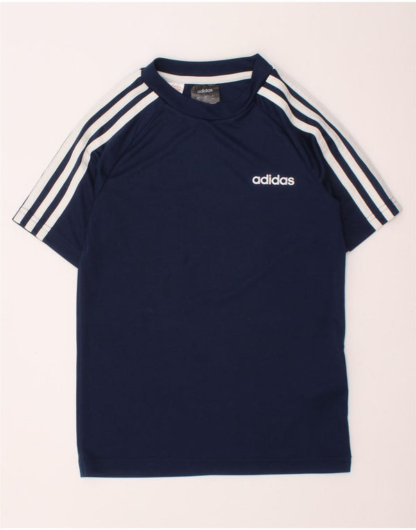 ADIDAS drenge Climalite T-shirt top 7-8 år marineblå polyester